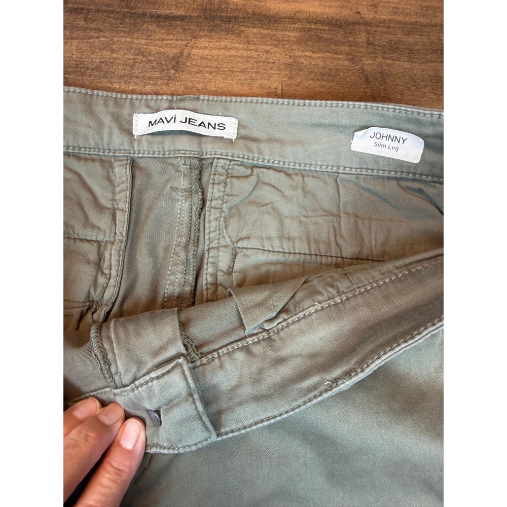 Mavi Jeans Johnny Slim Leg Pants Mens Olive Green Khaki Chino Trousers - Picture 4 of 7